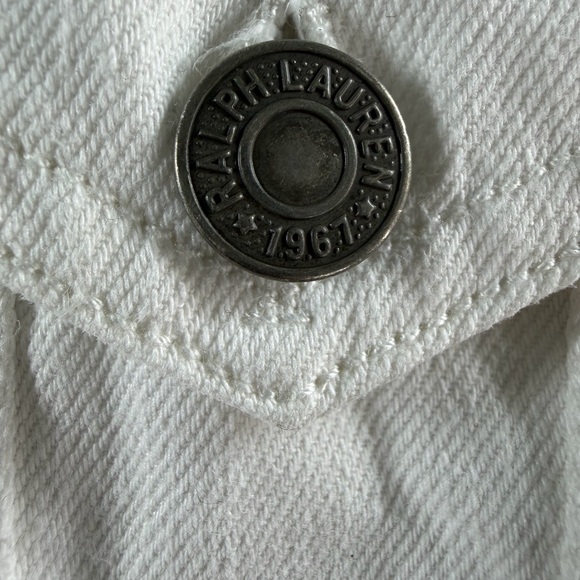 Vintage Polo Ralph Lauren Denim Trucker Jacket White Medium Oversized Boxy - Picture 5 of 12